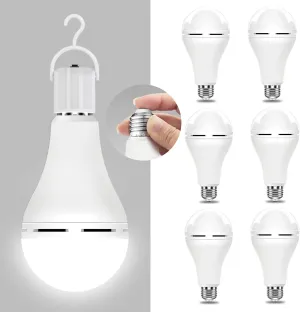 Neporal Emergency-Rechargeable-Light-Bulb, Stay Lights Up When Power Failure, 1200mAh15W 80W Equivalent LED Light Bulbs for Home, Camping, Tent (6 Count Daylight)