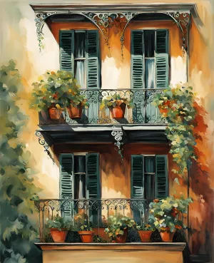 New Orleans Collection (15) - French Quarter Balcony - Van-Go Paint-by-Number Kit 40x50cm no Frame