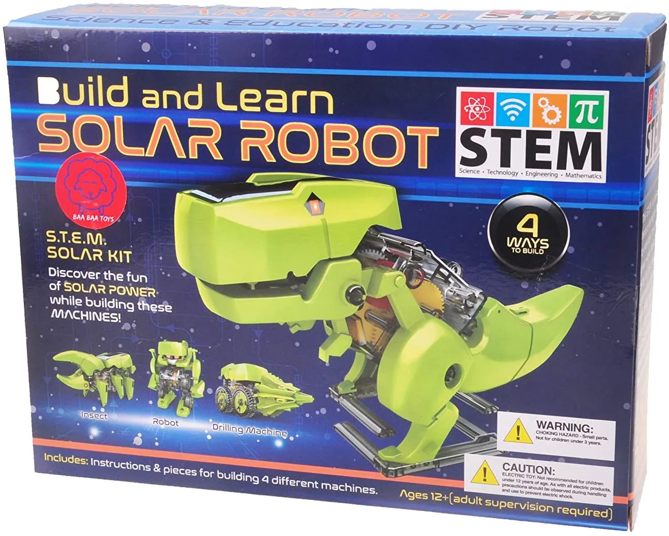 New STEM Build and Learn Toy Solar Robotic Kit, 4 in 1 Solar Power Building Kit for ages 8 
