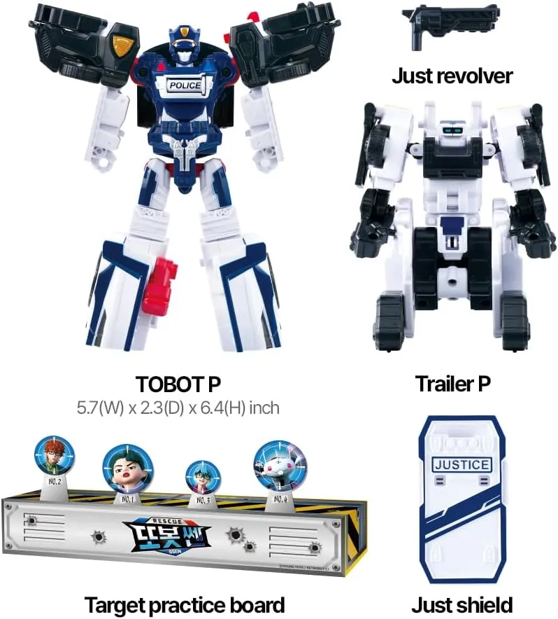 New TOBOT, TOBOT P, Youngtoys Transforming Collectible Vehicle to Robot, Heroes Animation Character Toys for Kids 3 and up Transform Toys Cars, Large Size 6-inch