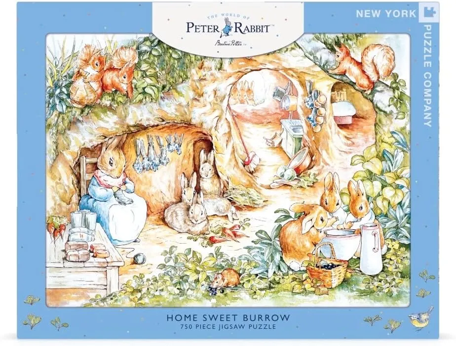 New York Puzzle Company - Beatrix Potter Home Sweet Burrow - 750 Piece Jigsaw Puzzle for Adults by Beatrix Potter