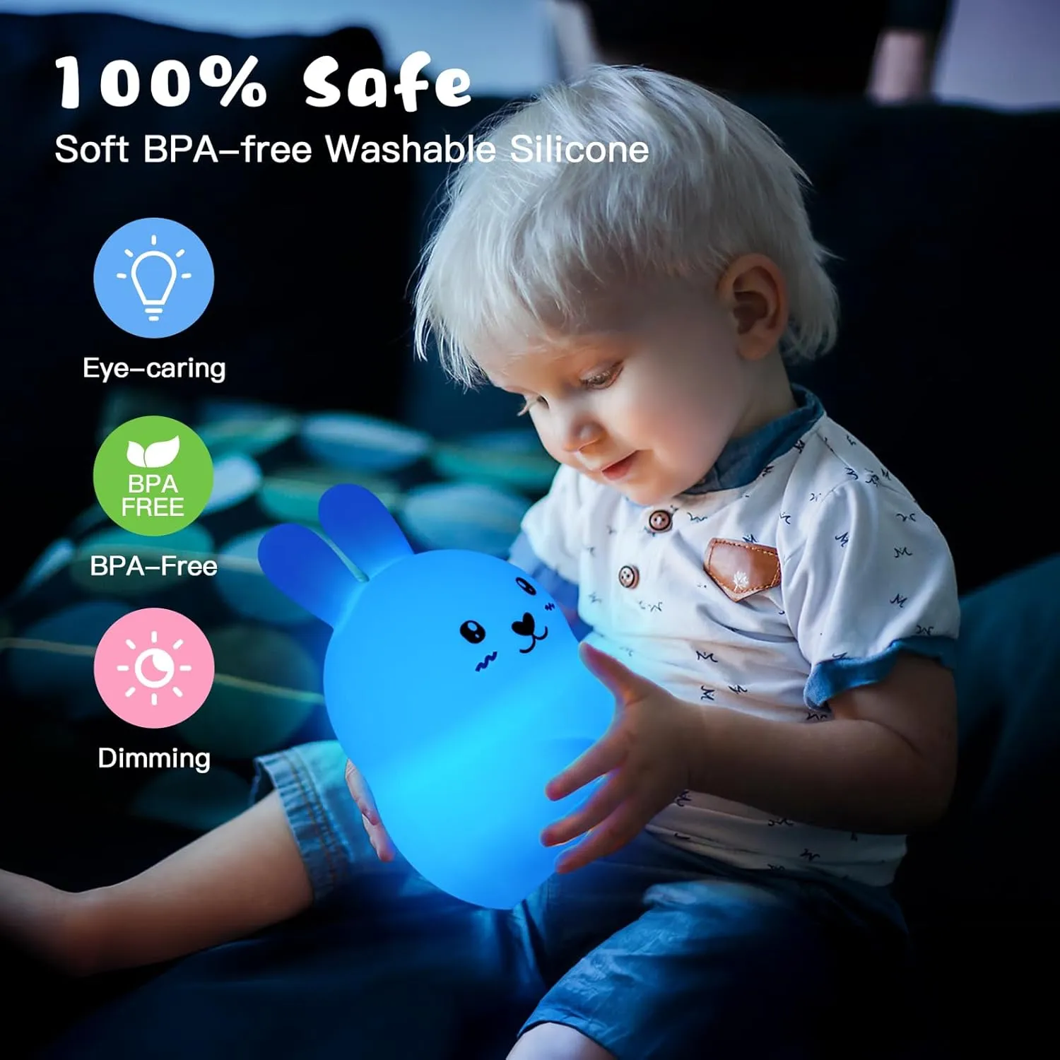 Nice Dream Bear Night Light for Kids, 9 Color Changing Baby Lamp with RemoteTimer, Rechargeable Animal Lamp for Boys Girls Nursery Bedroom, Kawaii Gifts (5.9"x4.7"x4.7")