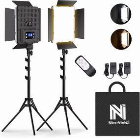 NiceVeedi 2-Pack Photography Lighting Kit, 36W Bi-Color Studio Lights 2700-6500K CRI 95 , Dimmable LED Video Light Kit with Remote Control & 72” Tripod Stand, Lighting for Video Recording/Photography