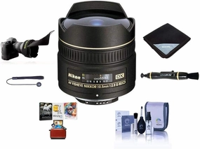 Nikon 10.5mm f/2.8G ED-IF AF DX Fish-Eye NIKKOR Lens F/DSLR - Bundle with Flex Lens Shade, Lens Cleaning Kit, Lens Wrap (15x15), Cap Leash, LensPen Lens Cleaner, Mac Software Package