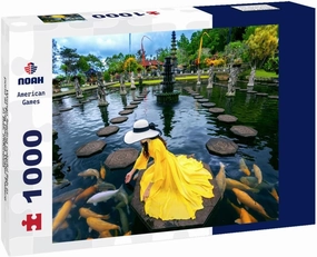 Noah Jigsaw Puzzle Woman Feeding Colorful Fish in Pond at Tirta Gangga Water Palace in Bali, Indonesia 1000 Pieces
