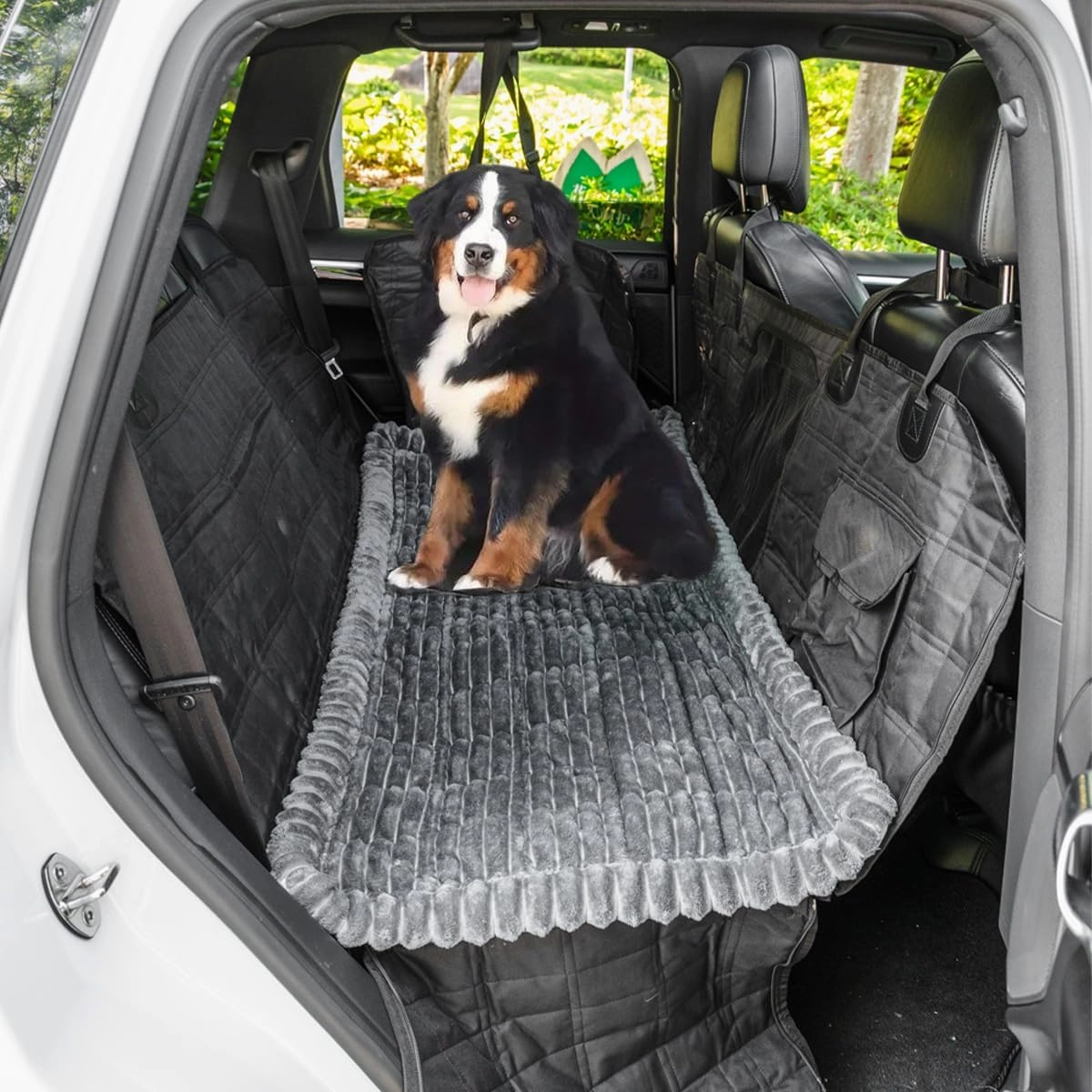 Non-Slip Dog Bed Mat for Car, Fuzzy Backseat Pet Mat, Travel Pet-Friendly Seat Cover for Cars, Compatible with Backseat Extenders and Seat Protectors 24.8x54 inch