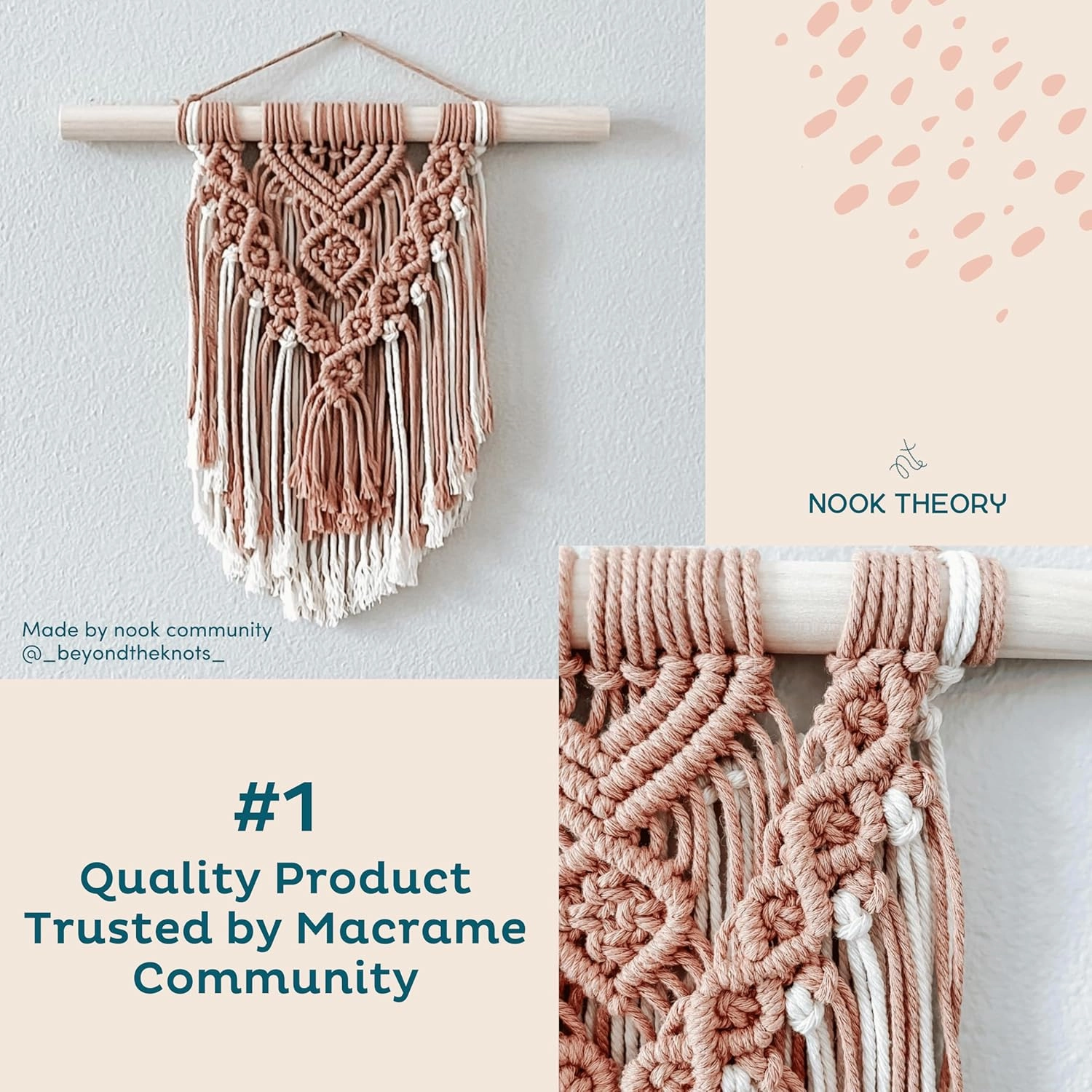 Nook Theory Macrame Cord - 3mm 220 Yards Cotton Rope, 4mm 5mm Yarn, String for Crafts, Perfect for Macrame Wall Hanging and Boho Decorations (Emerald)