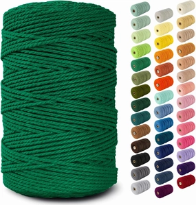 Nook Theory Macrame Cord - 3mm 220 Yards Cotton Rope, 4mm 5mm Yarn, String for Crafts, Perfect for Macrame Wall Hanging and Boho Decorations (Emerald)