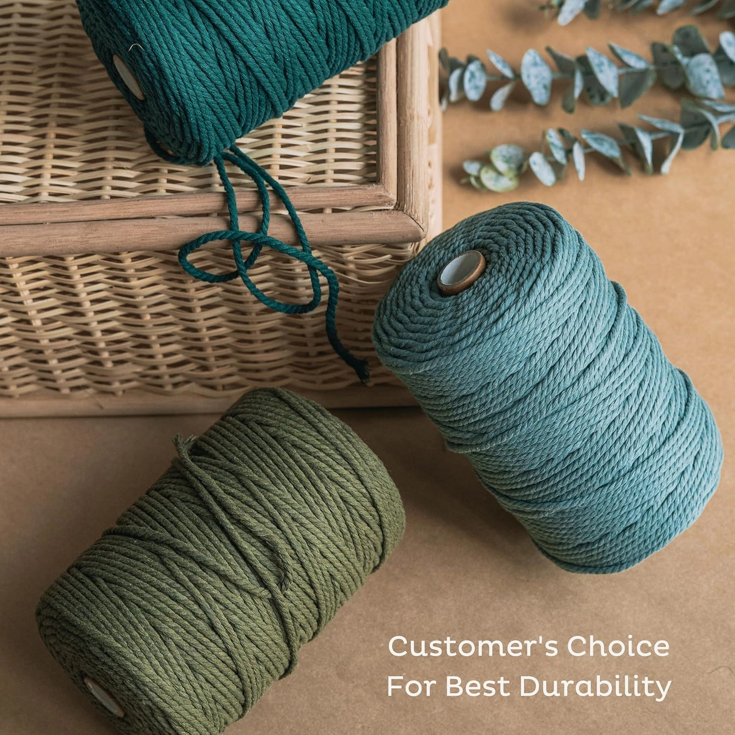 Nook Theory Macrame Cord - 3mm 220 Yards Cotton Rope, 4mm 5mm Yarn, String for Crafts, Perfect for Macrame Wall Hanging and Boho Decorations (Emerald)