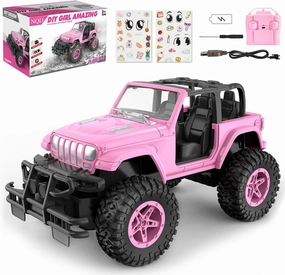NQD Remote Control Car, Rechargeable RC Racing Cars with Stickers 1:16 Scale, 80 Min Play, 2.4Ghz Off Road Trucks All Terrain Toys Gifts for 3-Year-Old Girls