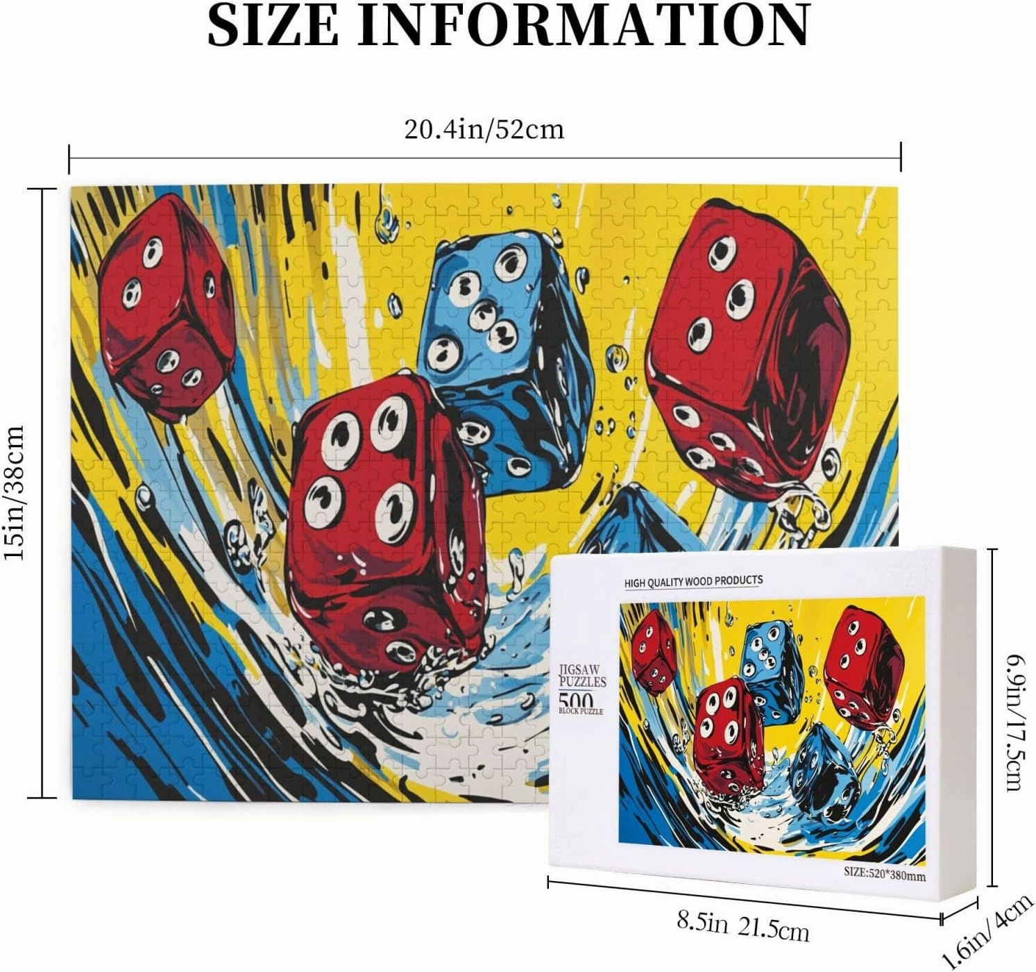 Number Block Dancing On The Water，500 Pcs Wooden Puzzle for Adults,Let Your Imagination Run Wild，Exploratory Hobbies and Challenges，Forget The Troubles of Life，Enjoy The Process