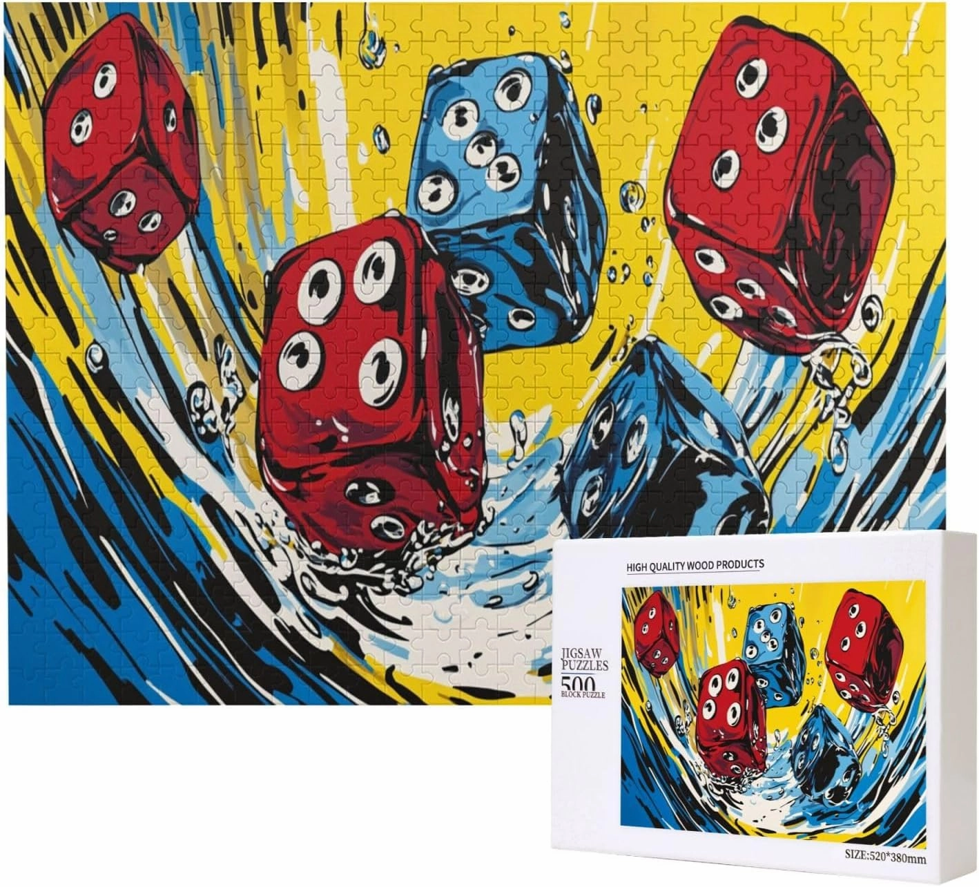 Number Block Dancing On The Water，500 Pcs Wooden Puzzle for Adults,Let Your Imagination Run Wild，Exploratory Hobbies and Challenges，Forget The Troubles of Life，Enjoy The Process