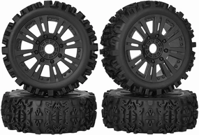 OGRC 1/8 RC Wheels and Tires 17mm Hex RC Monster Truck Buggy PreGlued RC Tires and Rims with Foam Inserts for Traxxas,Redcat, Losi, HPI, HPS 1/8 RC Car Etc Set of 4