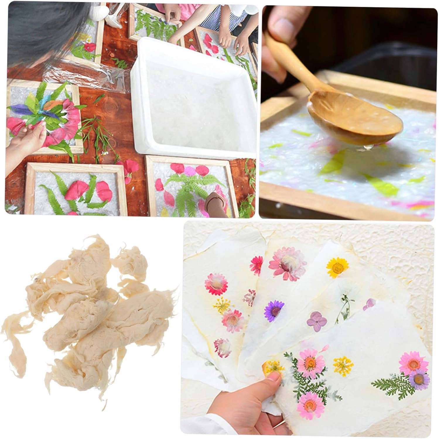 OHPHCALL 3pcs 1 Paper Making Pulp Craft 1 Bag Handmade Paper Pulp Educational Papermaking Kit for Boys and Girls