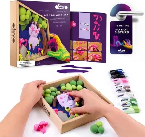 OKTO Art Kit Little Worlds Bat Art Set 3D for Home Wall Decor | Craft for Adults UK and Teenagers |Crafts Box with Modeling Clay for Succulents | Hobby Kits Succulent DIY