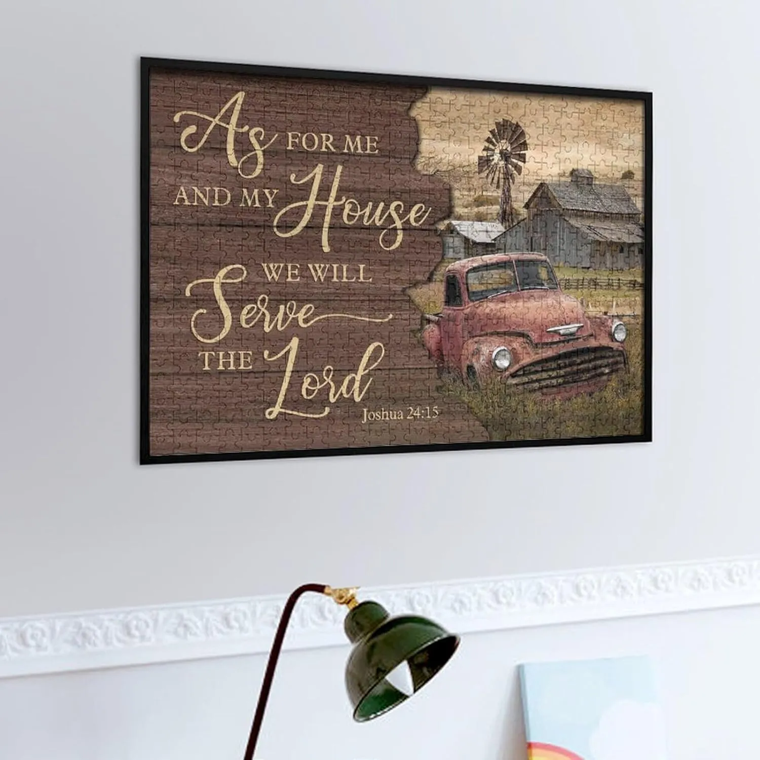 Old Car 500 Piece Jigsaw Puzzle for Adults and Families - Tranquil Farm, As for Me and My House We Will Serve The Lord Funny Educational Puzzles Toys for Boys and Girls