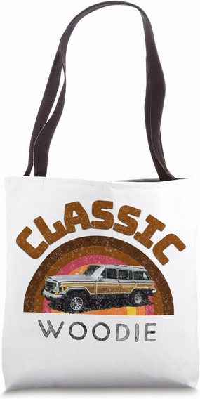 Old Retro Vintage Woodie SUV Woody Truck Surf Wagon Vehicle Tote Bag
