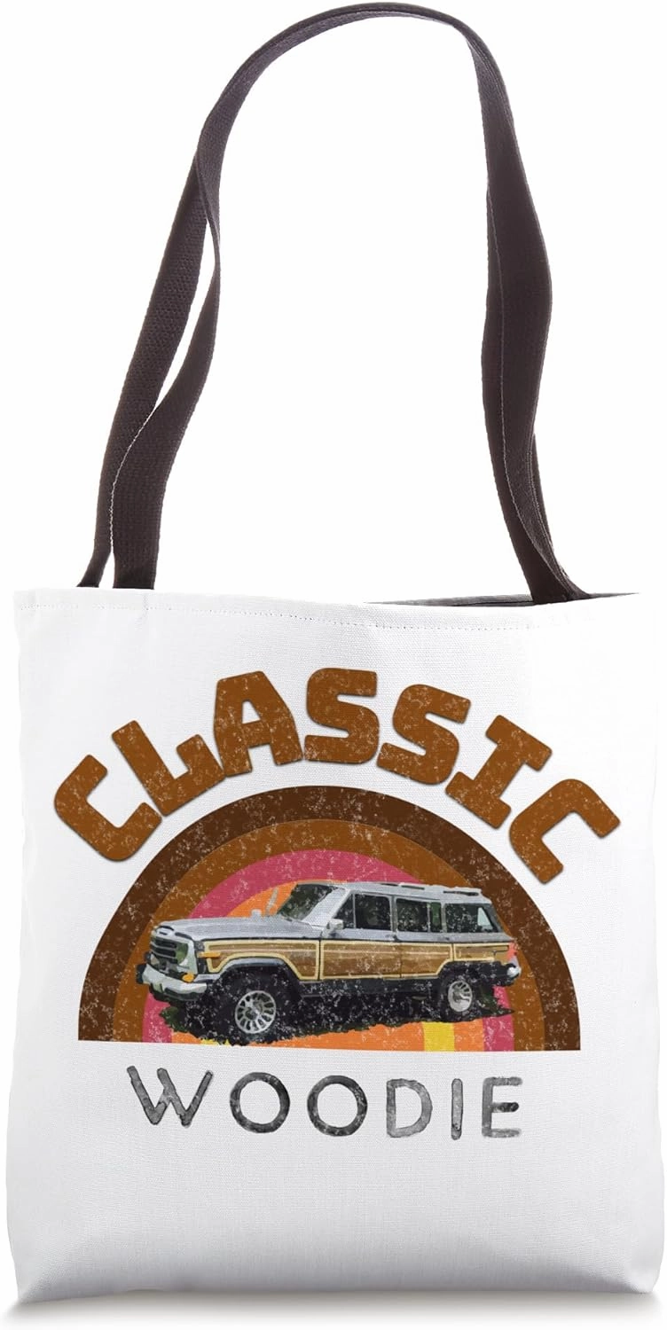 Old Retro Vintage Woodie SUV Woody Truck Surf Wagon Vehicle Tote Bag