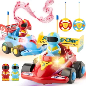 OMBU 2pk Remote Control Car for Kids - Toddler Toys 3-4, Remote Control Car for Toddlers 1-3 with Music and LED Lights, Gifts for 3 Year Old Boys - for 18  Months