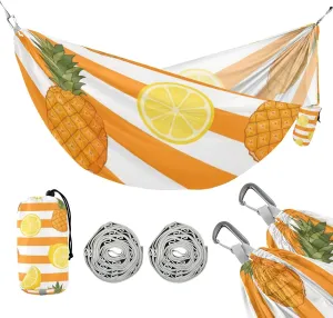 Orange White Stripe Summer Fruit 330lb Capacity Outdoor Hammock with Tree Straps Backyard Hammock for Camping Travel Accessories Bases para hamacas para adultos