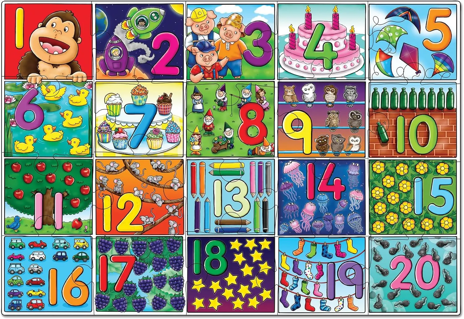 Orchard Toys Big Number Jigsaw Puzzle & Poster - 1-20 Number Puzzle