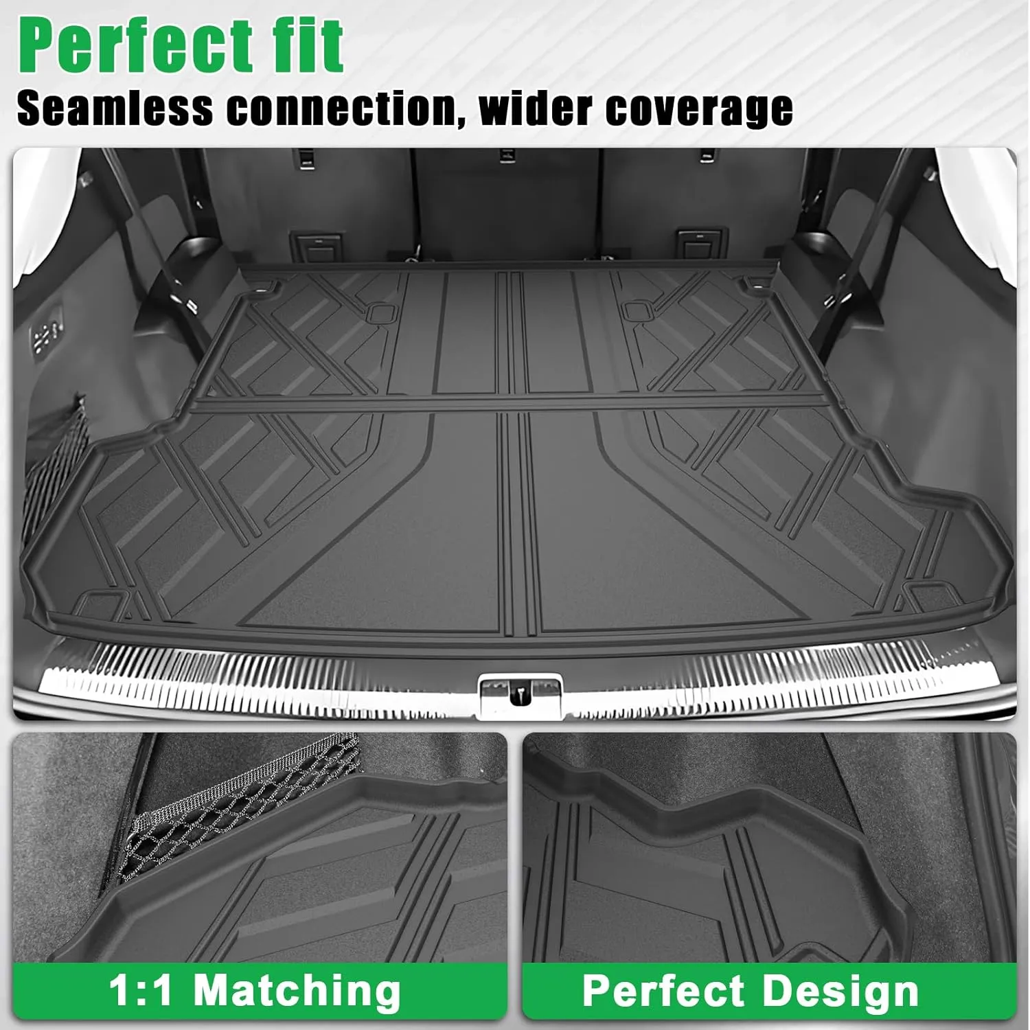 Original 2017-2024 2025 Q7/SQ7 Floor Mats & Cargo Liner for Audi Q7 All Model - Custom Fit Audi Q7 1st & 2nd Row TPE Floor Liner & Trunk Mat - All Weather Protection Car Mats for Q7 2017-2025
