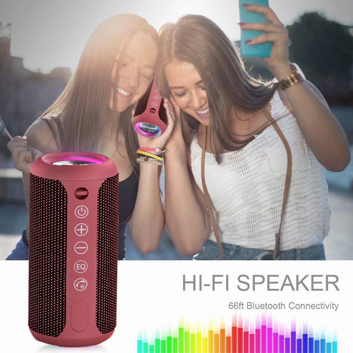 Ortizan X10 Portable Bluetooth Speaker, 24W Stereo Sound, IPX7 Waterproof, 30H Playtime, 66ft Bluetooth Range, TWS Pairing, Red