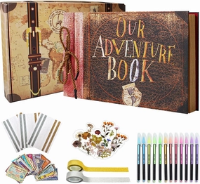 Our Adventure Book Scrapbook Photo Album, Scrapbook Supplies with Gift Box for Couples Weddings Travelling Birthday Christmas Day Gifts