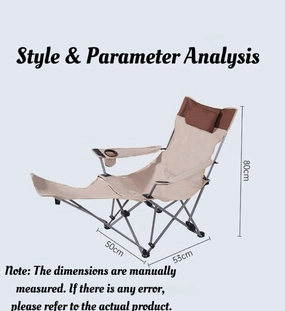 Outdoor Camping Chair Folding Chair with Footrest - Portable Reclining Chair for Napping Camping - 2-in-1 Sit Lie Lounge Chair (Beige)