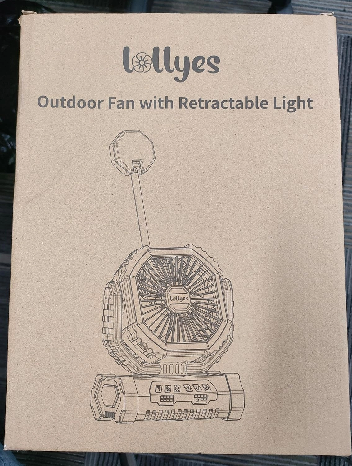 Outdoor Camping Fan with Light, 20000mAh Battery Powered, Rechargeable Portable Fan with 360° Rotating Hook, 4 Speeds for Indoor, Traveling, Tenting, RVing, Fishing, Beach (Orange)