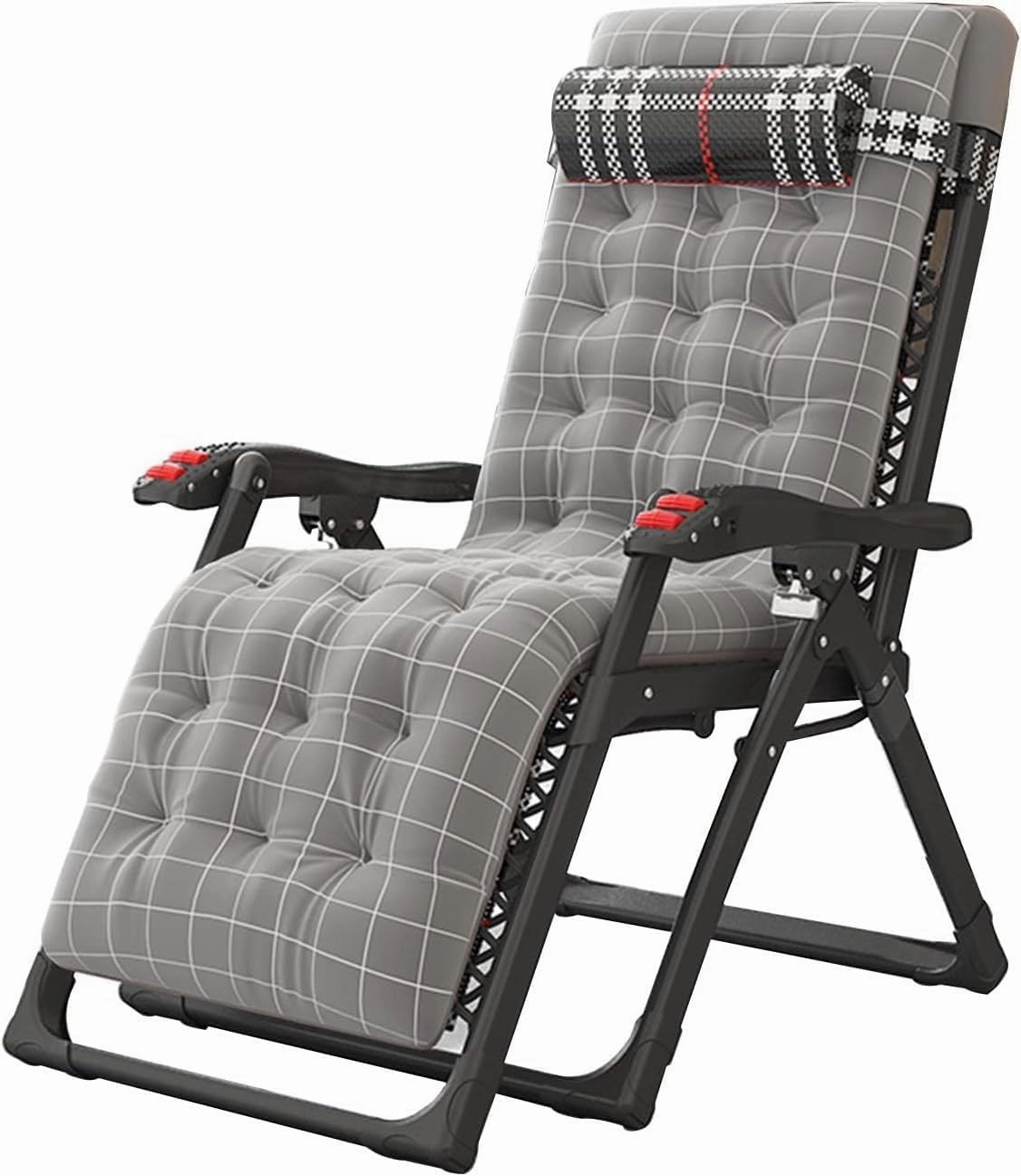 Outdoor Leisure Folding Deck Chairs,Adjustable Office Terrace Lounge Chair Portable Camping Recliner,(Gray)