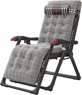 Outdoor Leisure Folding Deck Chairs,Adjustable Office Terrace Lounge Chair Portable Camping Recliner,(Gray)