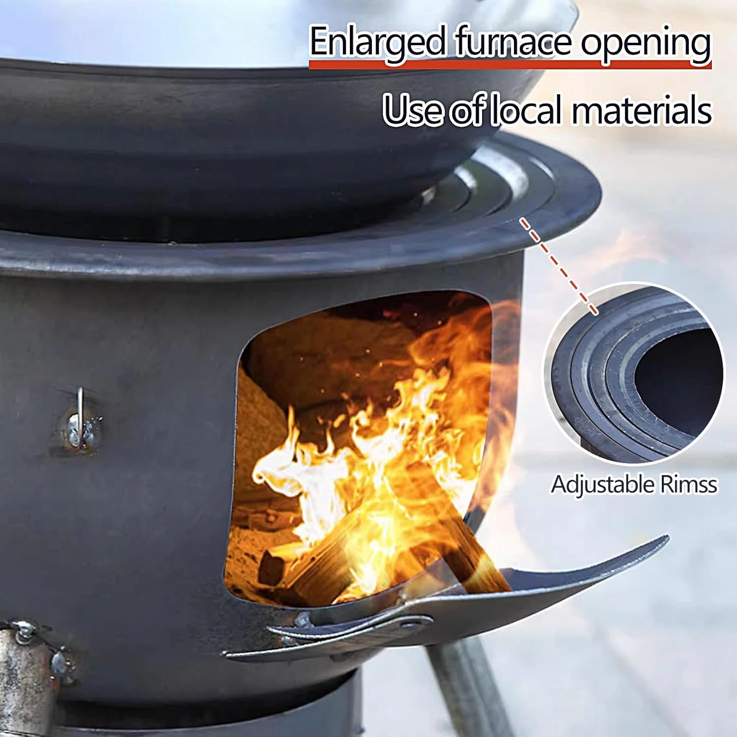 Outdoor Portable Wood Stove, Camping Stove Wood with Chimney Pipe, Load Capacity 150kg, Removable Legs for Cooking Camping Tent Hiking Fishing Backpacking(48 * 48 * 52cm)