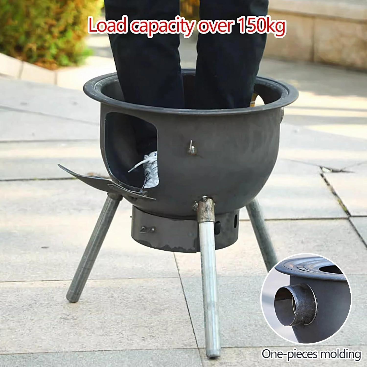 Outdoor Portable Wood Stove, Camping Stove Wood with Chimney Pipe, Load Capacity 150kg, Removable Legs for Cooking Camping Tent Hiking Fishing Backpacking(48 * 48 * 52cm)