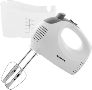 OVENTE 5-Speed Electric Hand Mixer with Stainless Steel Mixing Whisk, Snap-On Storage Case, Portable & Lightweight 150W Motor, Compact Handheld Mixer for Baking, Blending or Cooking, White HM151W