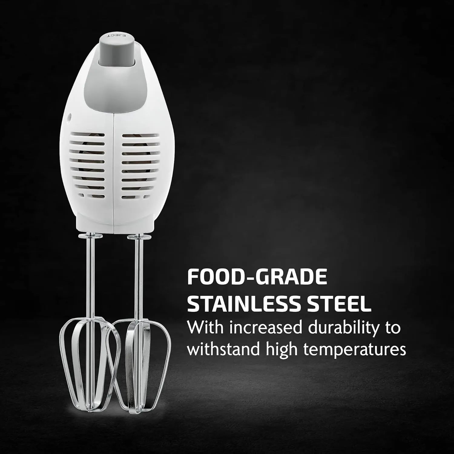 OVENTE 5-Speed Electric Hand Mixer with Stainless Steel Mixing Whisk, Snap-On Storage Case, Portable & Lightweight 150W Motor, Compact Handheld Mixer for Baking, Blending or Cooking, White HM151W