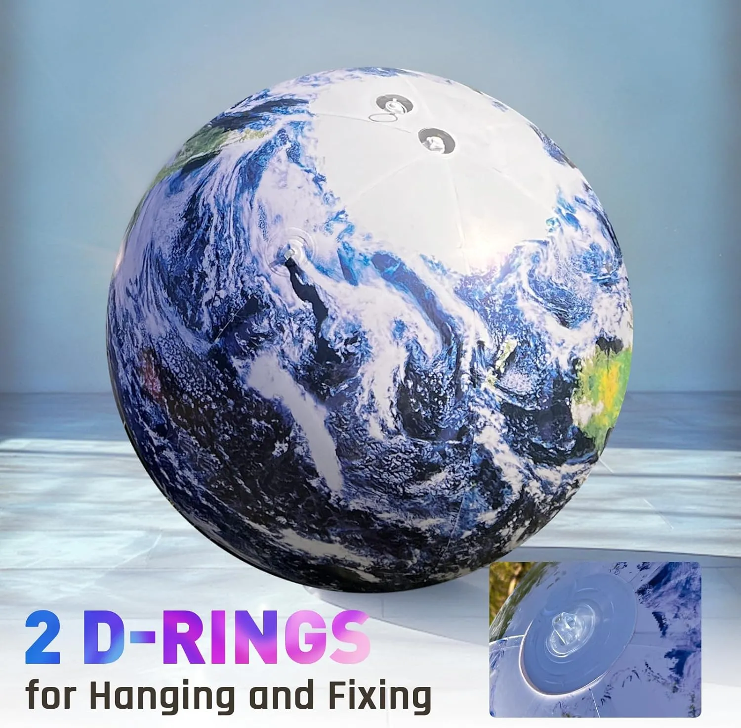 OZIS 78.7’’ Large Inflatable Globe, Inflatable Earth Planet Balloon with Light for Educational Institution/Planetarium//ChurchStore/Club Decoration
