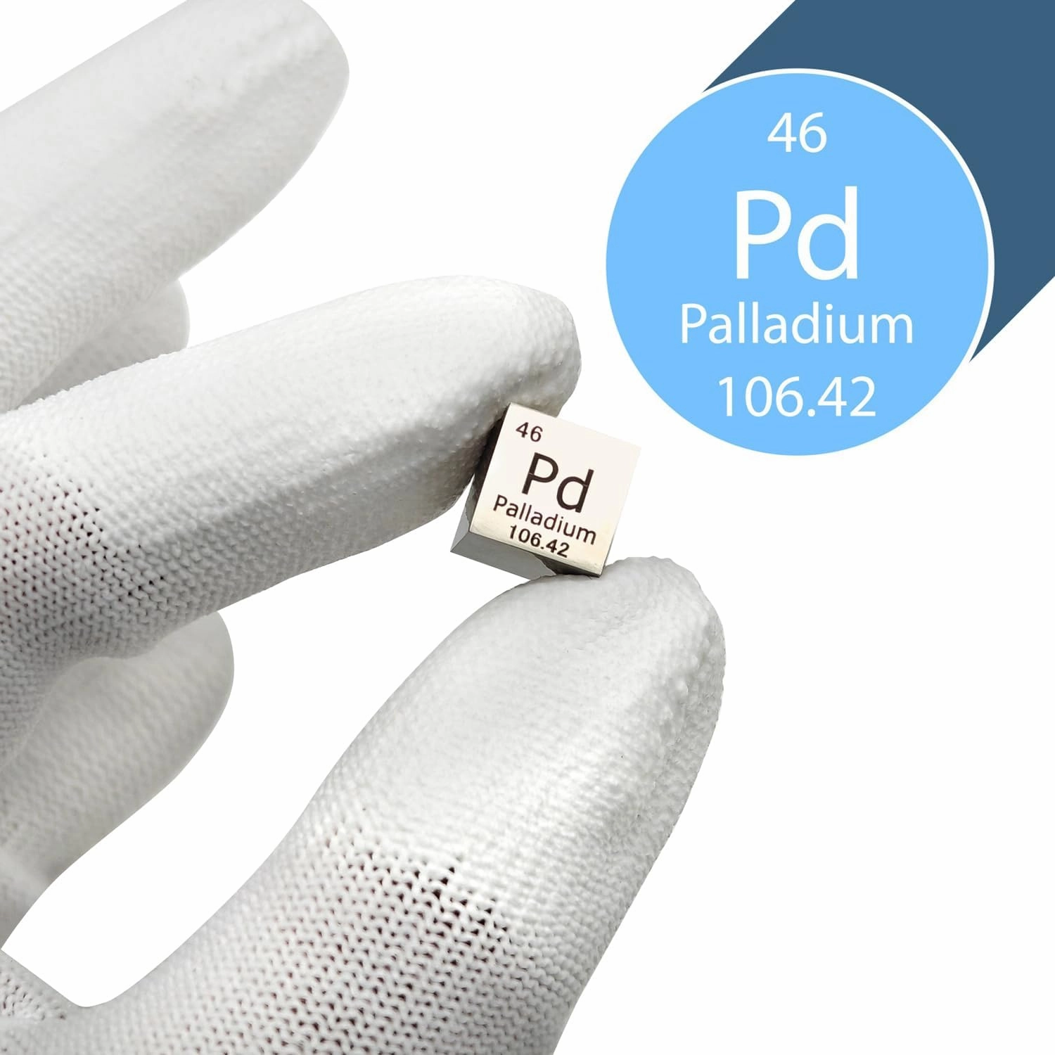 Palladium Metal Elements Periodic Table, Mirror Finished Density Cubes Collection, Purity 99.95%, Weight 11.2g/0.39Oz (Pd Cubic 10mm/0.39")