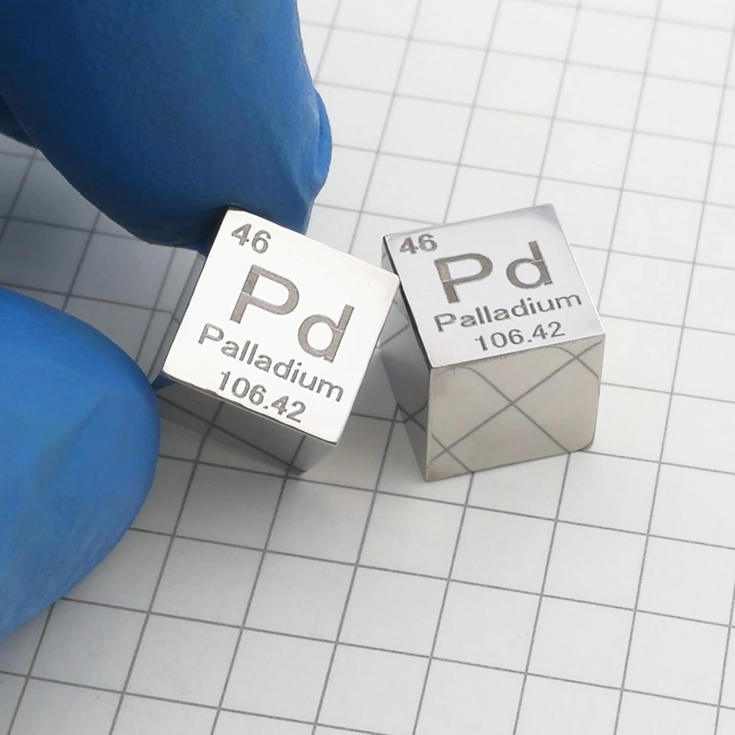 Palladium Metal Elements Periodic Table, Mirror Finished Density Cubes Collection, Purity 99.95%, Weight 11.2g/0.39Oz (Pd Cubic 10mm/0.39")