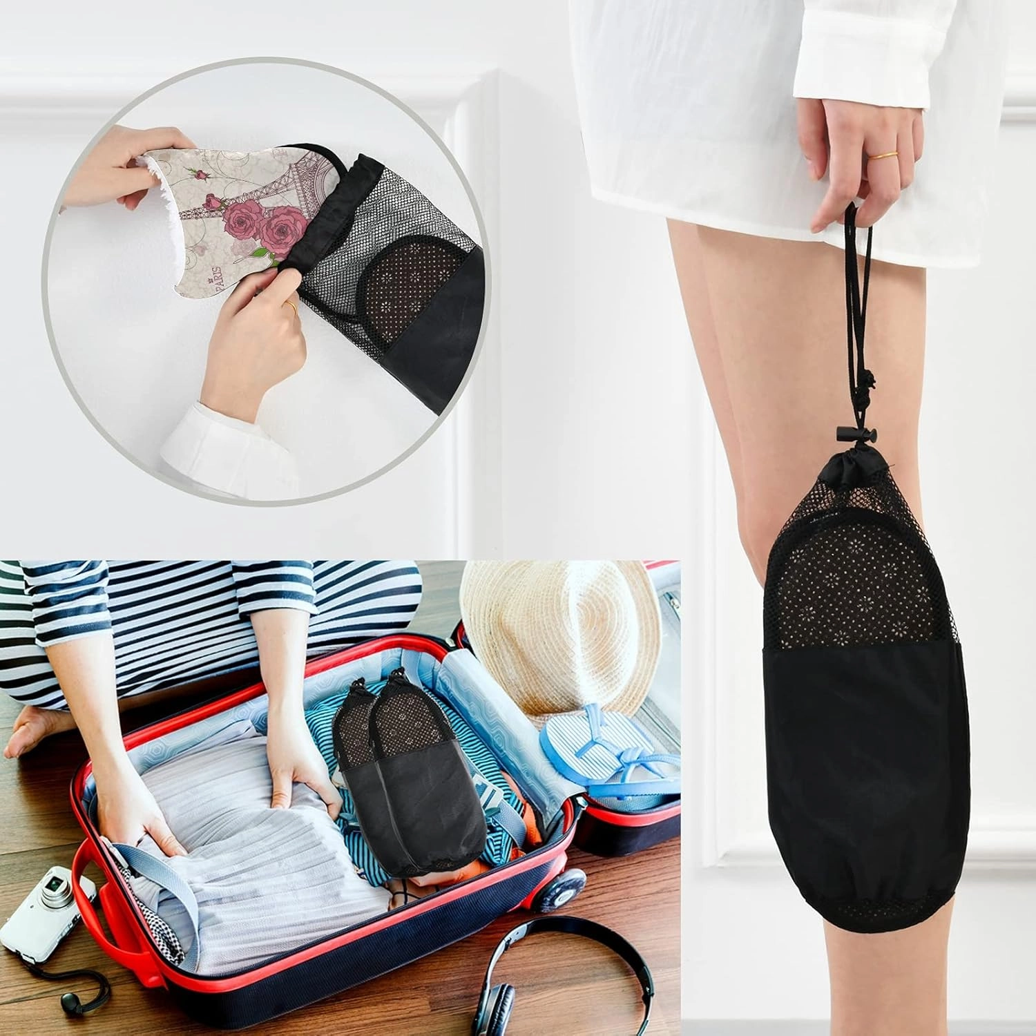 Panda Bear Slippers, Soft Memory Foam Non-Slip Indoor House Slippers Home Shoes for Bedroom Hotel Travel Spa