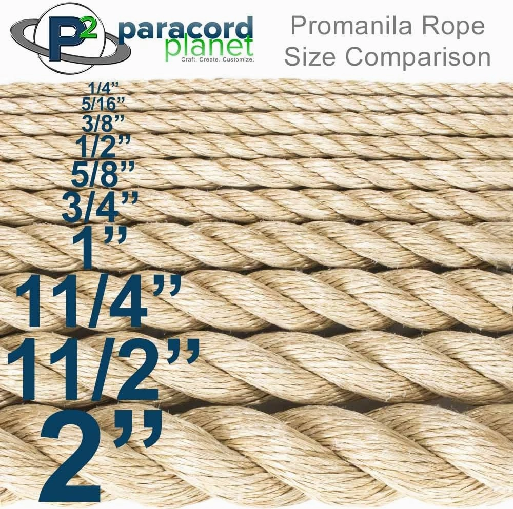Paracord Planet 3 Strand Twisted ProManila Polypropylene Rope for Landscaping and Nautical – 1/4 Inch (100 ft)