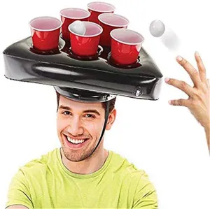 Party Toss Game Inflatable Beer Hat, Parties Toss Game Cups bevarage Holder for Endless Party Fun Twist on a Party Bachelorette Game,Throwing Interactive Game (black)
