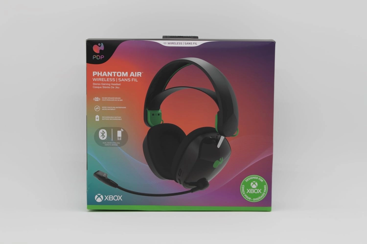 PDP Phantom Air Dual-Mode Wireless Gaming Headset for Xbox Series X|S, Xbox One, PC - Bluetooth, Rechargeable 35-Hour Battery, 50mm Drivers, On-Ear Headphone Controls, Officially Licensed: Black
