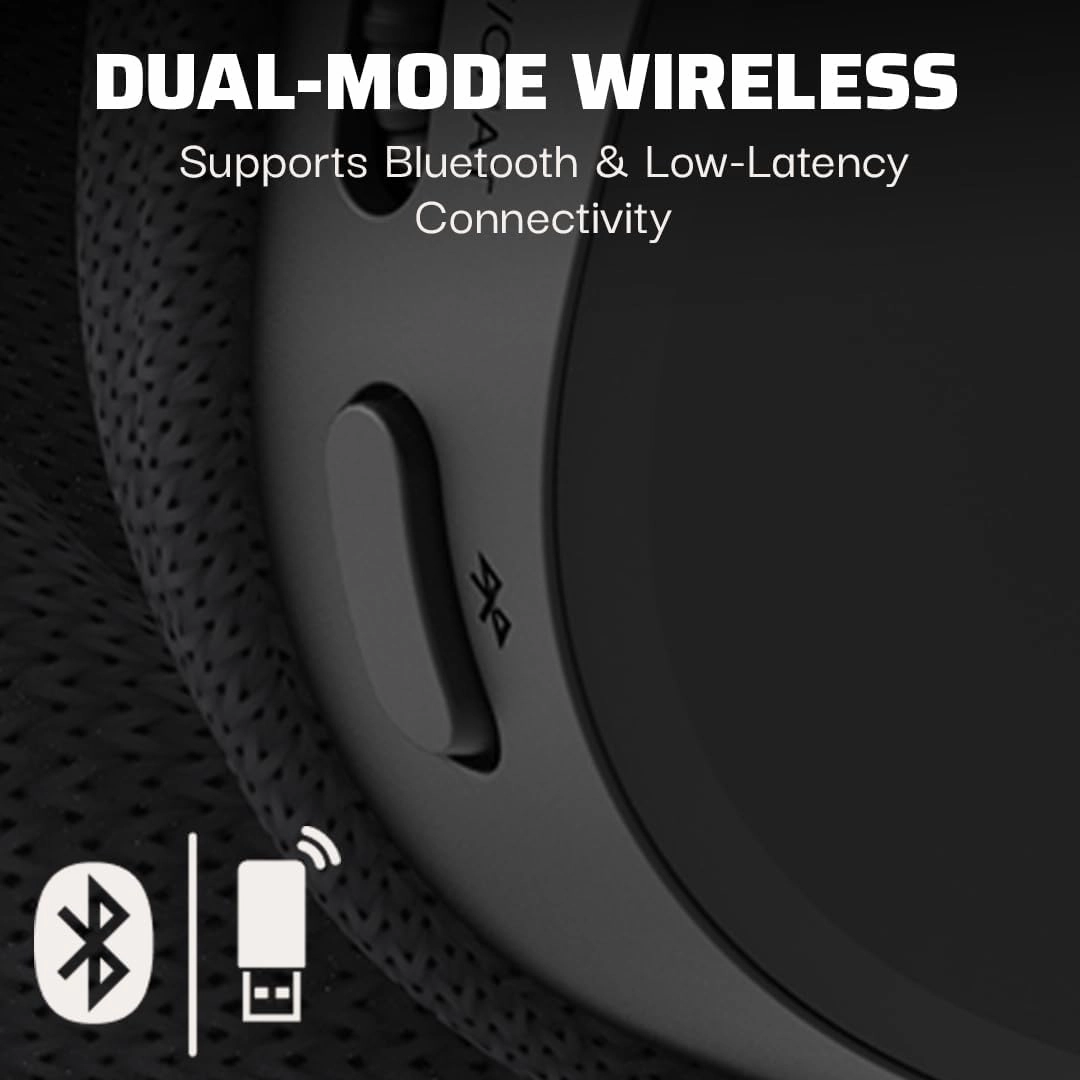 PDP Phantom Air Dual-Mode Wireless Gaming Headset for Xbox Series X|S, Xbox One, PC - Bluetooth, Rechargeable 35-Hour Battery, 50mm Drivers, On-Ear Headphone Controls, Officially Licensed: Black