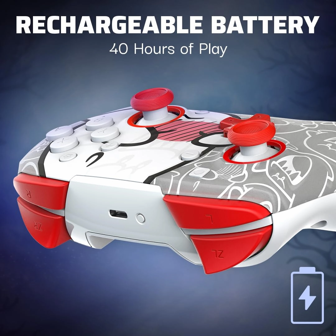 PDP REMATCH GLOW Wireless Nintendo Switch Pro Controller, Full Motion Controls – Licensed for Nintendo Switch|Switch Lite|OLED Model, Rechargeable Battery Power, Glow in the Dark: Super Mario Boo Hoo