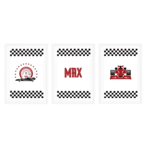 Personalised Kids Wall Art │Racing Car and Name
