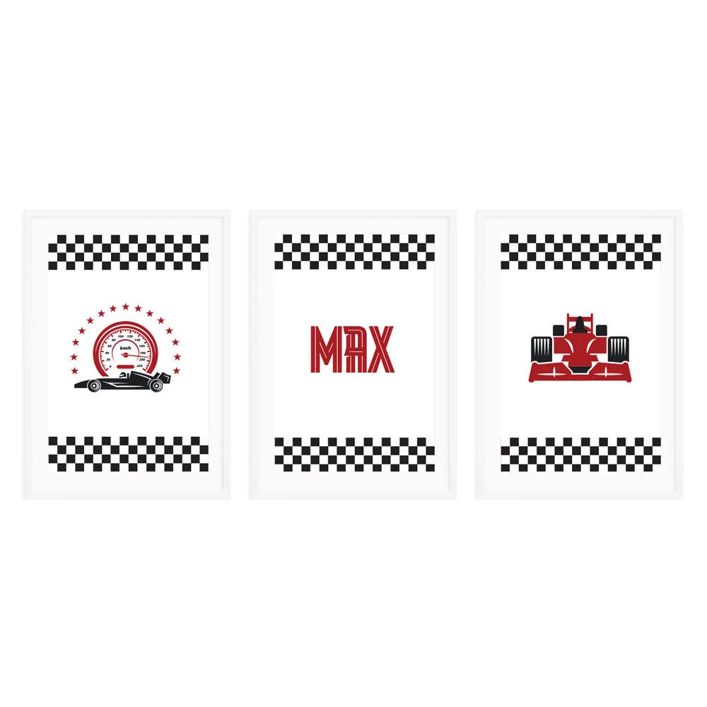 Personalised Kids Wall Art │Racing Car and Name