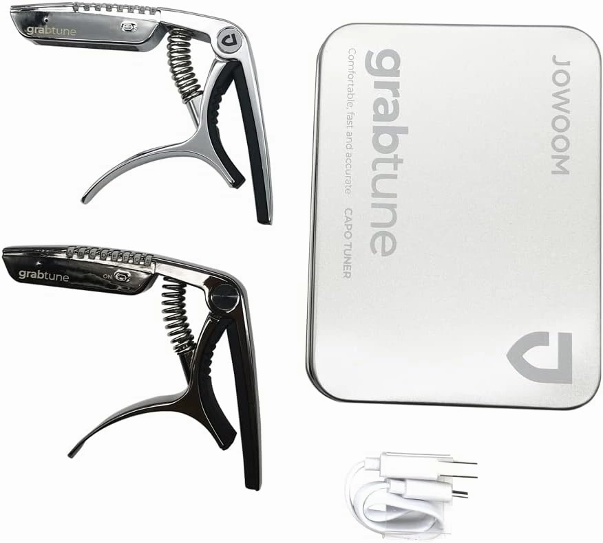 Personality Advanced Capo-Tuner 2-in-1 for Acoustic Guitar with USB Rechargeable Battery/LED Edge Lighting Display Guitar Capo Universal Accessories (Capo-Tuner 2-in-1 Black)