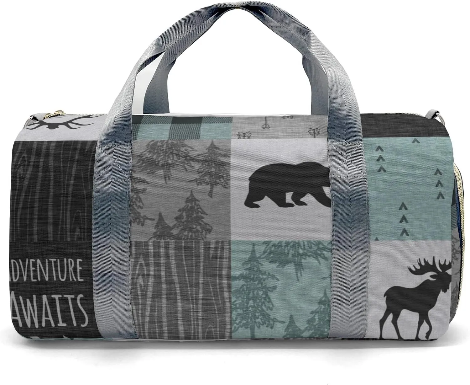 Personalized Forest Animals Bear Green Custom Multi-functional Travel Bag, Unisex Portable Duffel Bag, Short Distance Travel Assistant