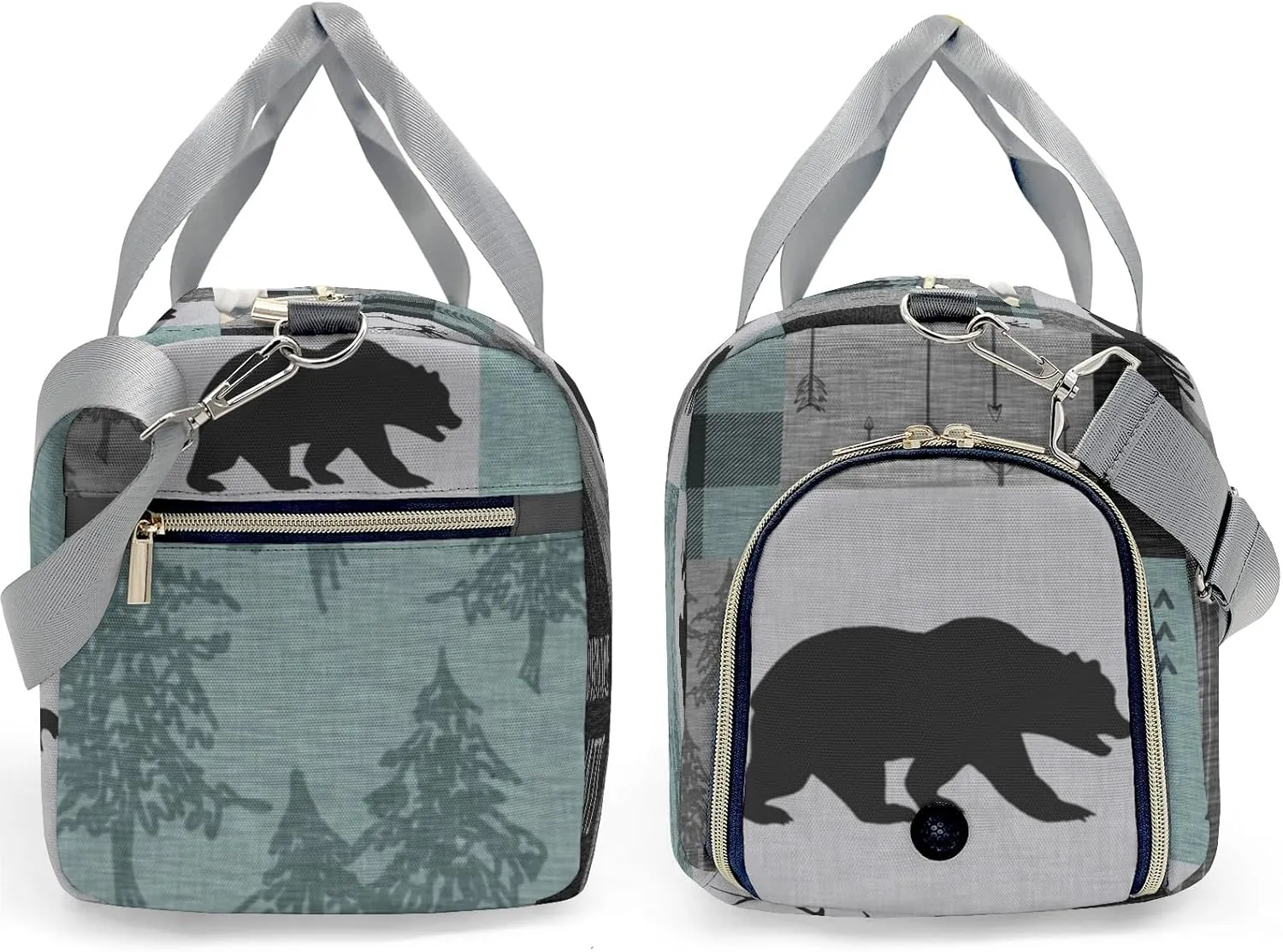 Personalized Forest Animals Bear Green Custom Multi-functional Travel Bag, Unisex Portable Duffel Bag, Short Distance Travel Assistant